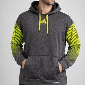 Adidas Men's Hoodie in Gray with Yellow Highlights